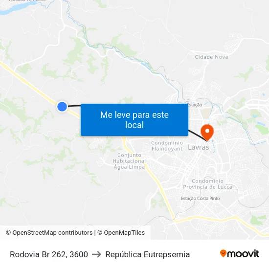 Rodovia Br 262, 3600 to República Eutrepsemia map