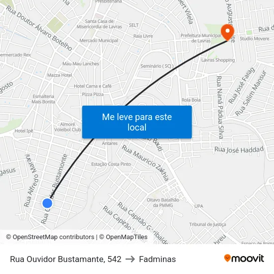 Rua Ouvidor Bustamante, 542 to Fadminas map