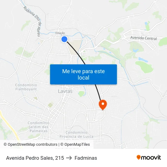Avenida Pedro Sales, 215 to Fadminas map