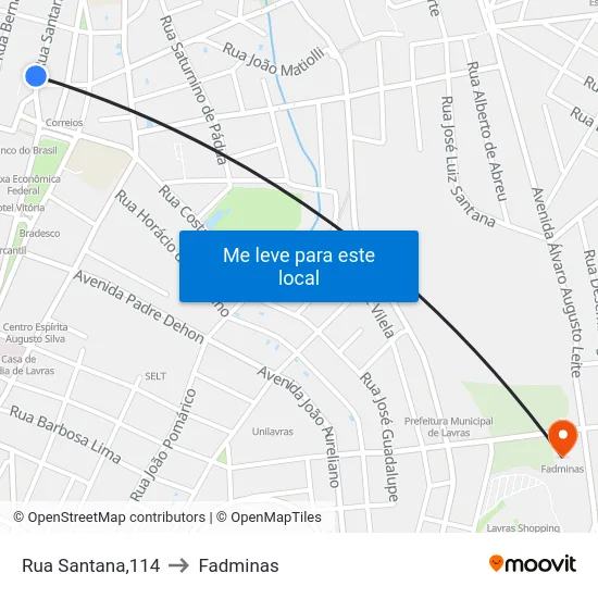Rua Santana,114 to Fadminas map