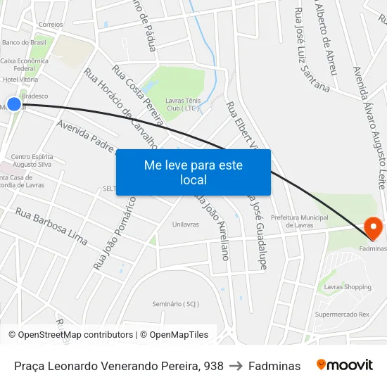 Praça Leonardo Venerando Pereira, 938 to Fadminas map
