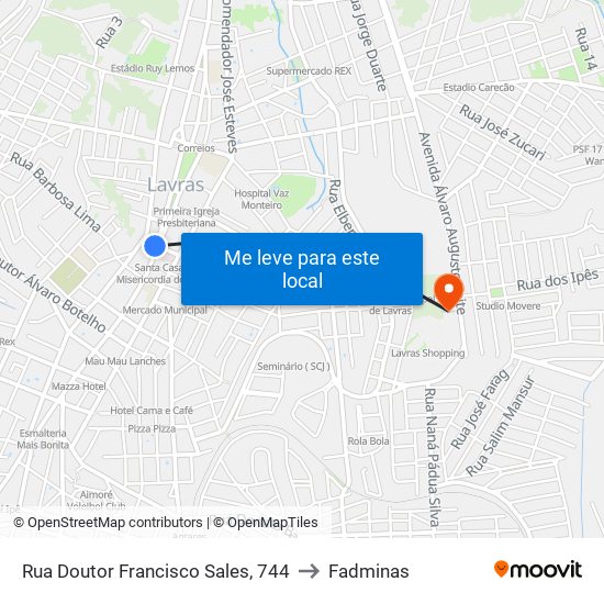Rua Doutor Francisco Sales, 744 to Fadminas map