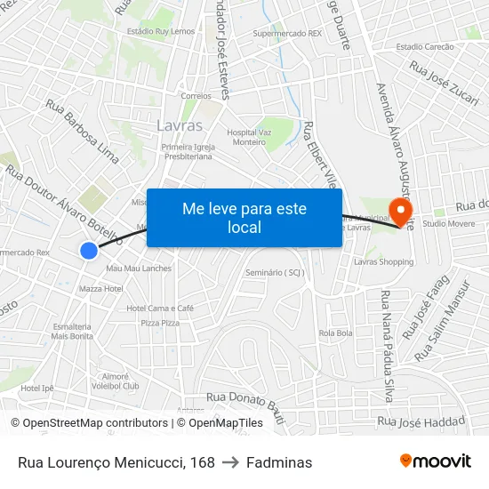 Rua Lourenço Menicucci, 168 to Fadminas map