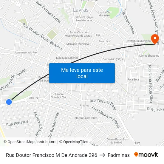 Rua Doutor Francisco M De Andrade 296 to Fadminas map