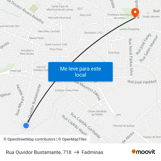 Rua Ouvidor Bustamante, 718 to Fadminas map
