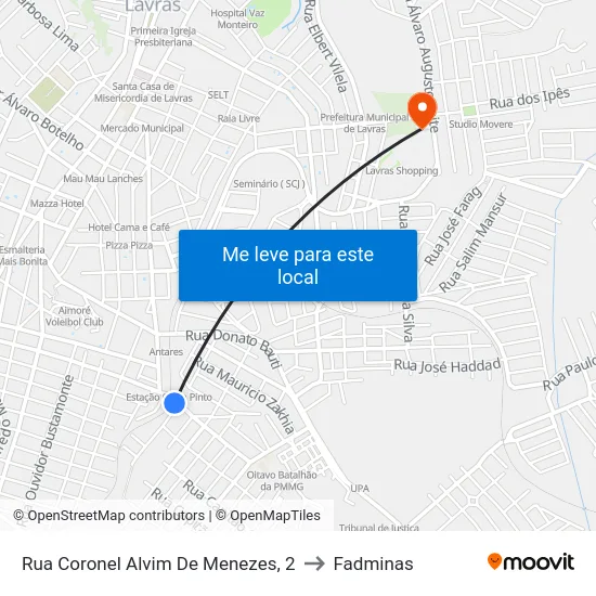 Rua Coronel Alvim De Menezes, 2 to Fadminas map