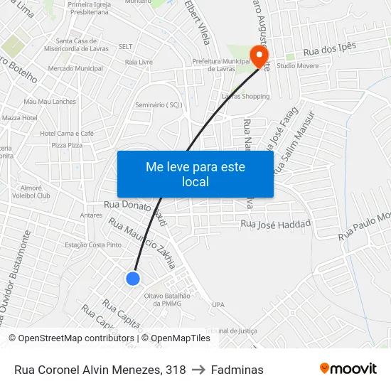 Rua Coronel Alvin Menezes, 318 to Fadminas map
