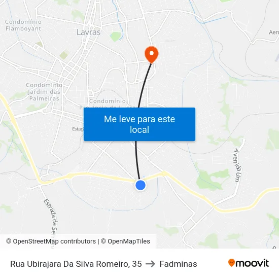 Rua Ubirajara Da Silva Romeiro, 35 to Fadminas map