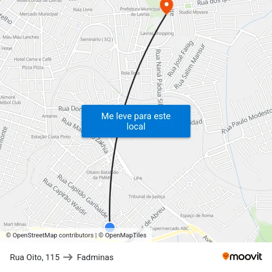Rua Oito, 115 to Fadminas map