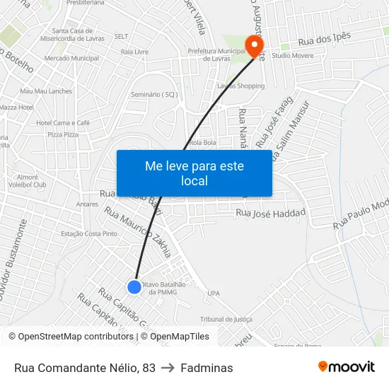 Rua Comandante Nélio, 83 to Fadminas map