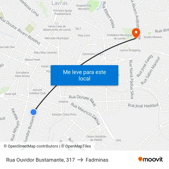 Rua Ouvidor Bustamante, 317 to Fadminas map