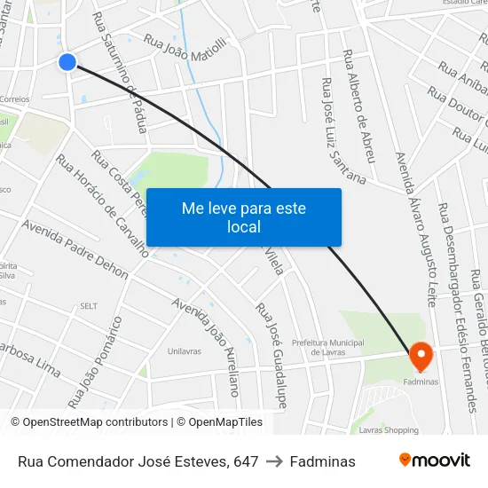 Rua Comendador José Esteves, 647 to Fadminas map