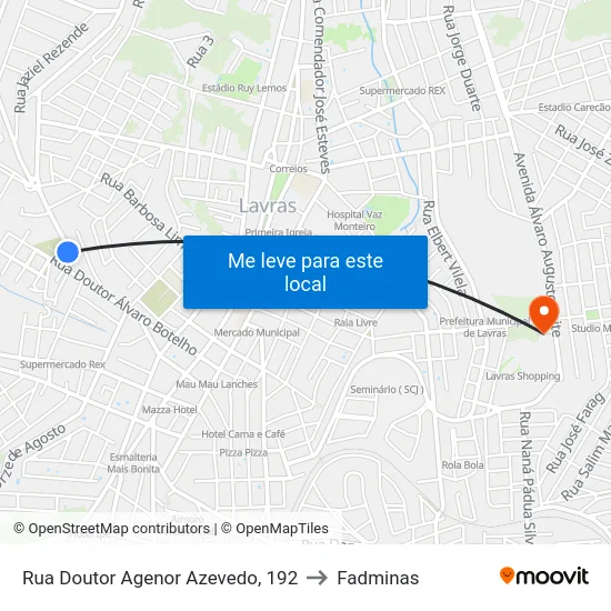 Rua Doutor Agenor Azevedo, 192 to Fadminas map