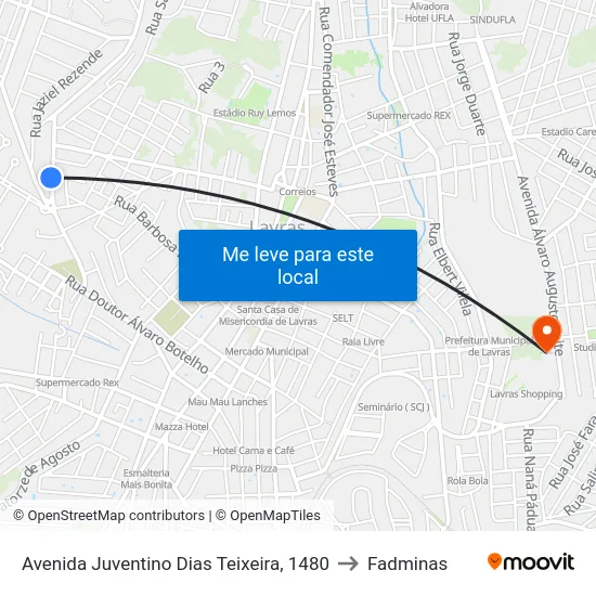 Avenida Juventino Dias Teixeira, 1480 to Fadminas map