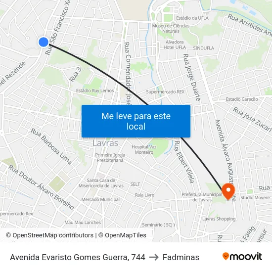 Avenida Evaristo Gomes Guerra, 744 to Fadminas map