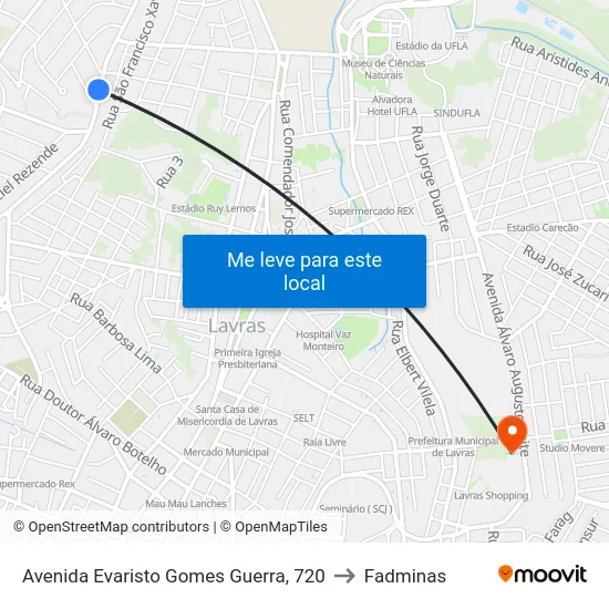 Avenida Evaristo Gomes Guerra, 720 to Fadminas map