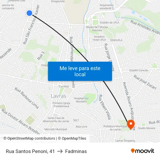 Rua Santos Penoni, 41 to Fadminas map