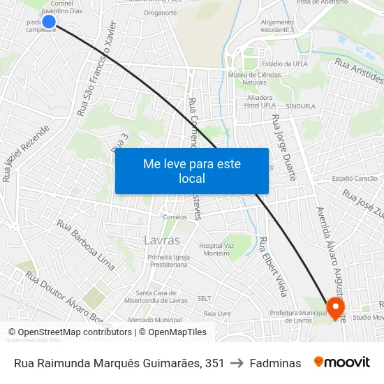 Rua Raimunda Marquês Guimarães, 351 to Fadminas map