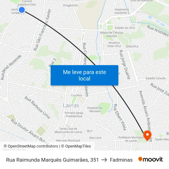 Rua Raimunda Marquês Guimarães, 351 to Fadminas map