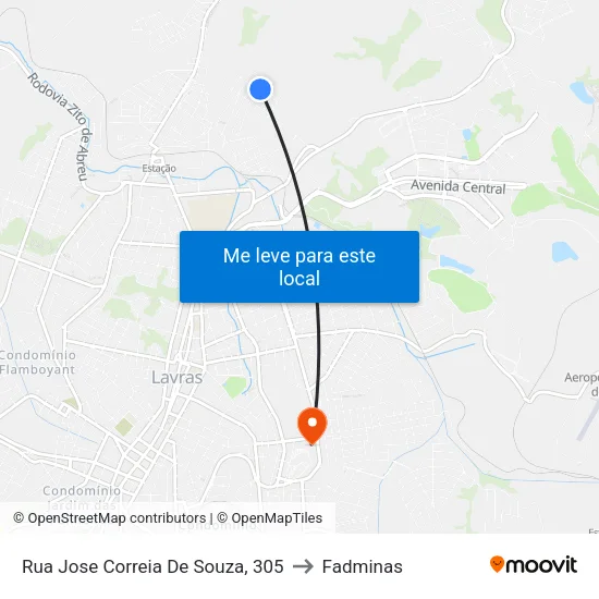 Rua Jose Correia De Souza, 305 to Fadminas map