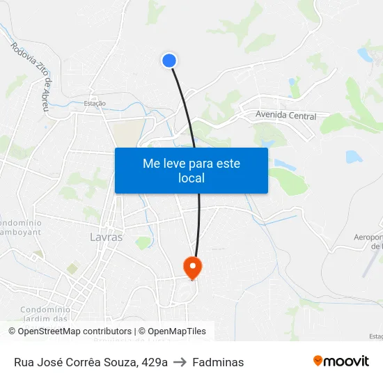 Rua José Corrêa Souza, 429a to Fadminas map