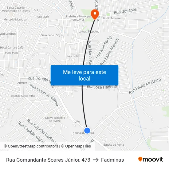 Rua Comandante Soares Júnior, 473 to Fadminas map