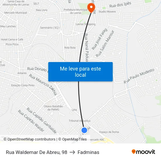 Rua Waldemar De Abreu, 98 to Fadminas map