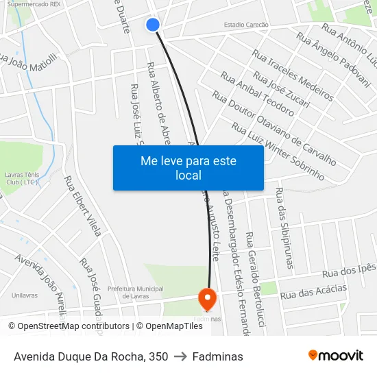 Avenida Duque Da Rocha, 350 to Fadminas map
