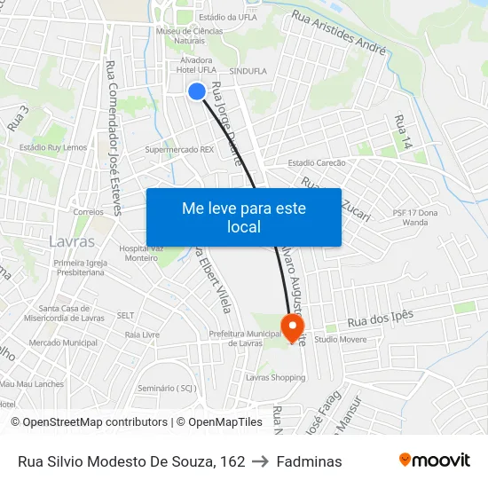 Rua Silvio Modesto De Souza, 162 to Fadminas map