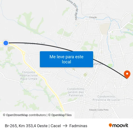 Br-265, Km 353,4 Oeste | Cacel to Fadminas map