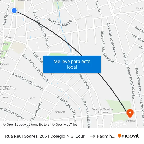 Rua Raul Soares, 206 | Colégio N.S. Lourdes to Fadminas map