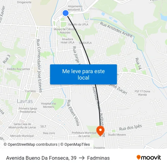 Avenida Bueno Da Fonseca, 39 to Fadminas map