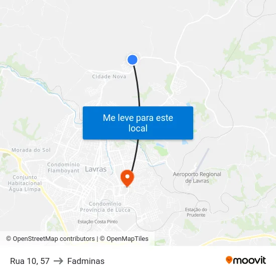 Rua 10, 57 to Fadminas map