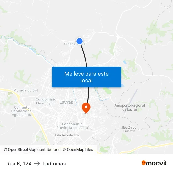 Rua K, 124 to Fadminas map
