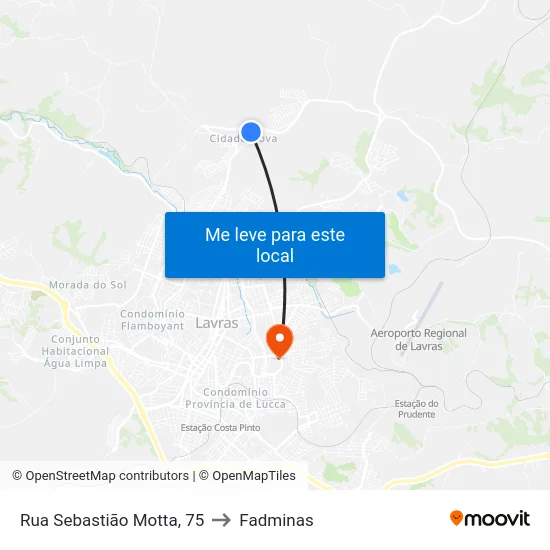 Rua Sebastião Motta, 75 to Fadminas map