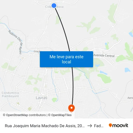 Rua Joaquim Maria Machado De Assis, 202 | Padaria Vovó Lia to Fadminas map