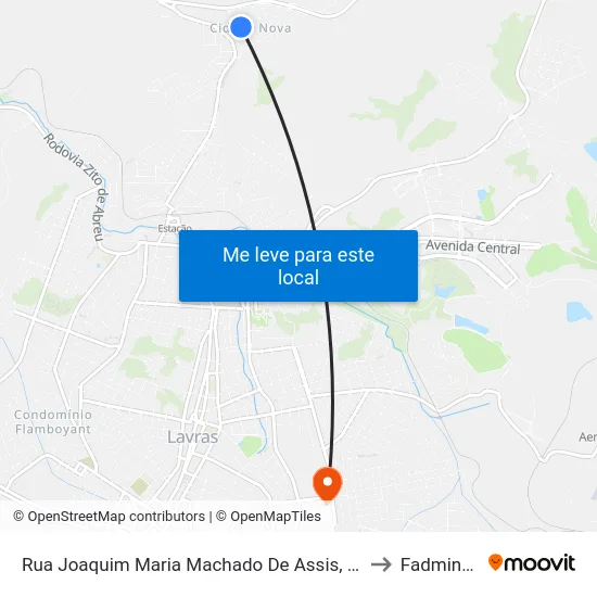 Rua Joaquim Maria Machado De Assis, 45 to Fadminas map