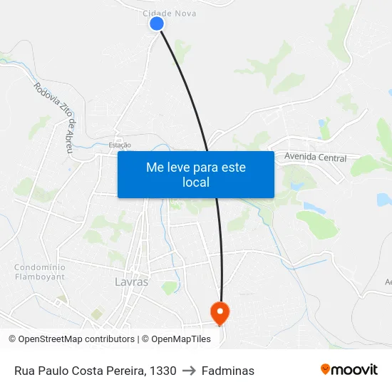 Rua Paulo Costa Pereira, 1330 to Fadminas map
