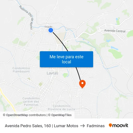 Avenida Pedro Sales, 160 | Lumar Motos to Fadminas map