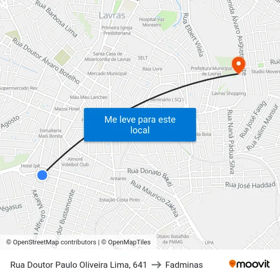 Rua Doutor Paulo Oliveira Lima, 641 to Fadminas map