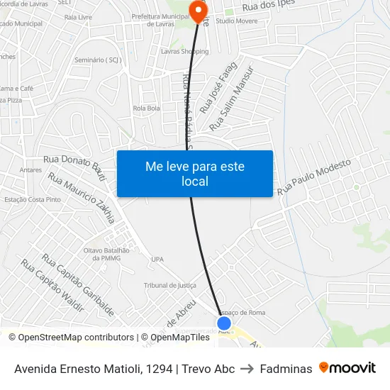 Avenida Ernesto Matioli, 1294 | Trevo Abc to Fadminas map