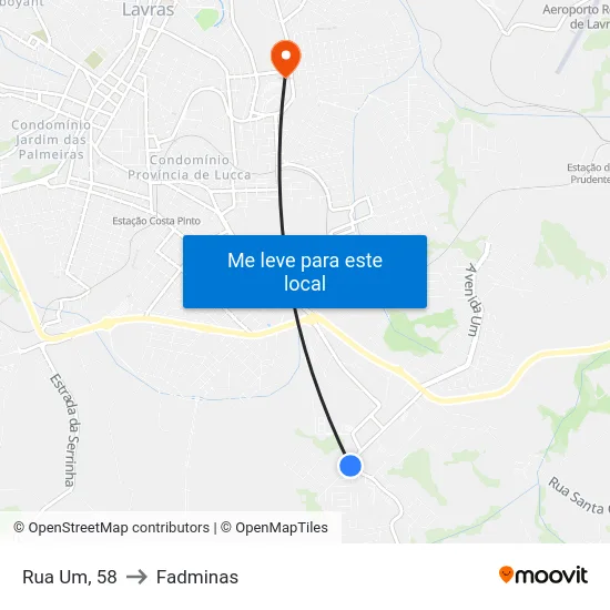 Rua Um, 58 to Fadminas map
