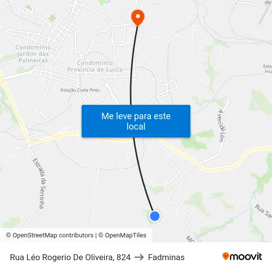 Rua Léo Rogerio De Oliveira, 824 to Fadminas map