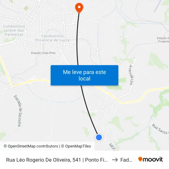 Rua Léo Rogerio De Oliveira, 541 | Ponto Final No Colinas Da Serra to Fadminas map