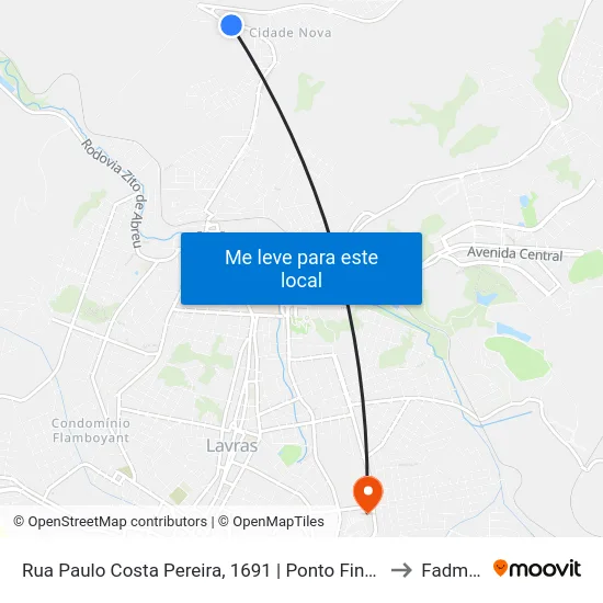 Rua Paulo Costa Pereira, 1691 | Ponto Final Vila Mariana to Fadminas map
