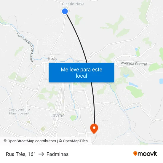Rua Três, 161 to Fadminas map