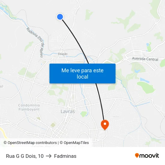 Rua G G Dois, 10 to Fadminas map