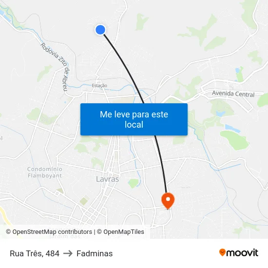Rua Três, 484 to Fadminas map