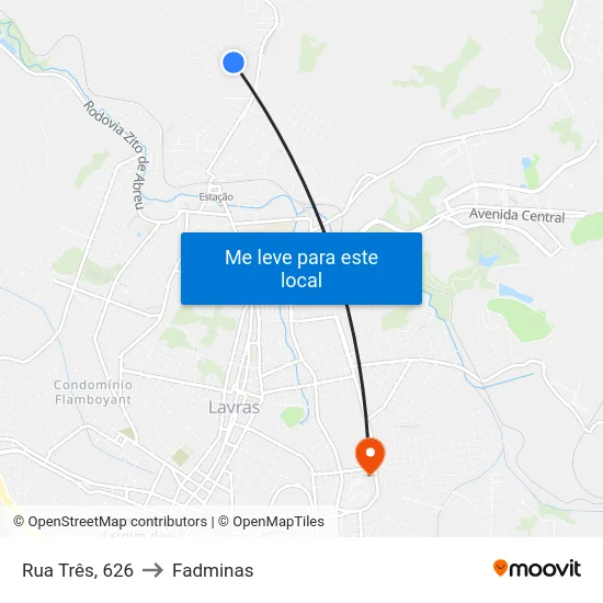 Rua Três, 626 to Fadminas map