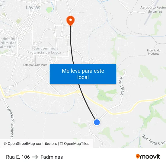 Rua E, 106 to Fadminas map